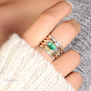 Bague d'anxiété en argent avec pierre turquoise