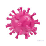 Balle anti-stress rose avec motif virus pour soulager le stress