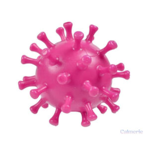 Balle anti-stress rose avec motif virus pour soulager le stress