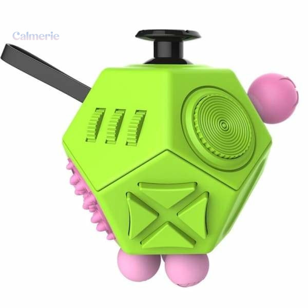 fidget-cube-12-faces-vert-1 Fidget Cube vert 12 faces pour la relaxation et la concentration