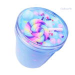 Fluffy Cotton Candy Slime Bleu dans un pot transparent