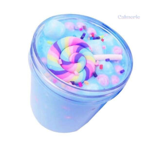 Fluffy Cotton Candy Slime Bleu dans un pot transparent