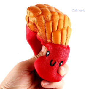 Variété de squishy représentant une frite colorée et souple