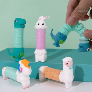 Objet anti-stress Pop Tube avec design de dinosaure coloré