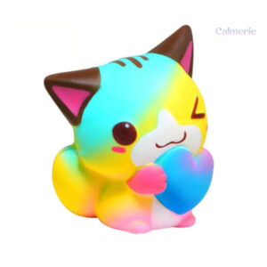 Squishy Chat Arc En Ciel, jouet antistress coloré