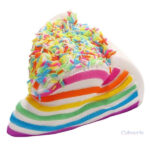 Gâteau squishy arc en ciel, accessoire ludique et apaisant