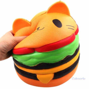 Squishy chat en forme de hamburger, idéal pour se détendre