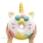 Jouet squishy en forme de donut avec motif licorne
